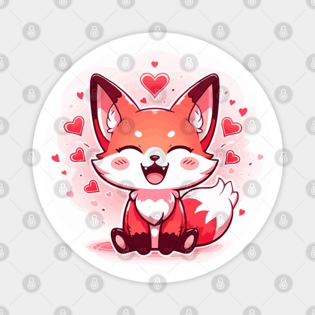 Cute fox in love Magnet by etherElric